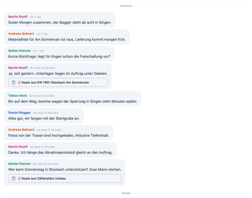 Nachrichten im Teamchat