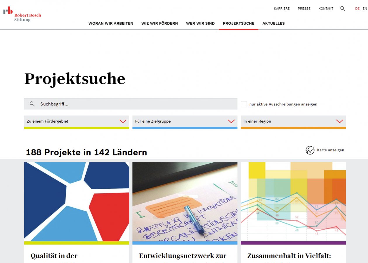 Robert Bosch Stiftung Website FUF Internetagentur